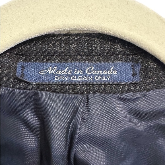 Chaps Ralph Lauren 100% Wool Black Gray Checkered Jacquard Blazer Suit Jacket 42 - Picture 10 of 13